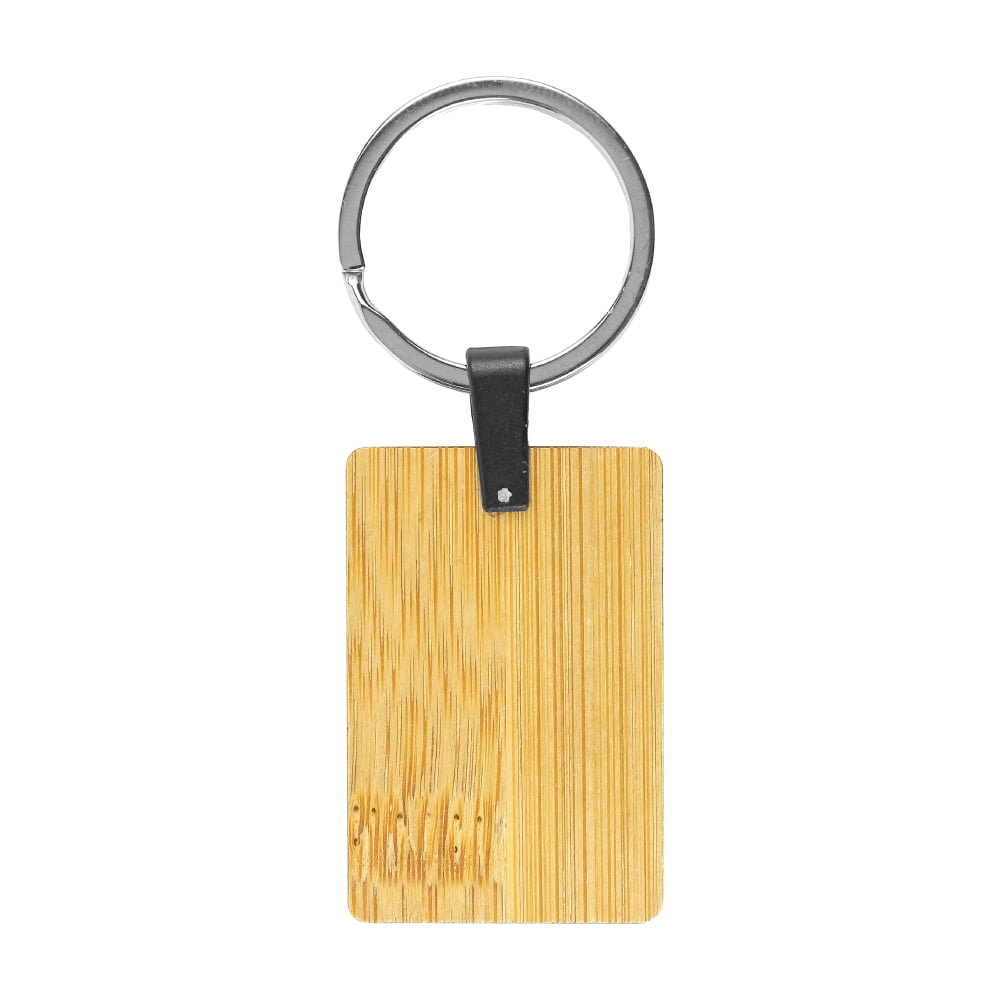 Bamboo-Metal-Keychain-Rectangle-KH-13-BM-Blank Porte-clés en bambou et en métal – Image 1